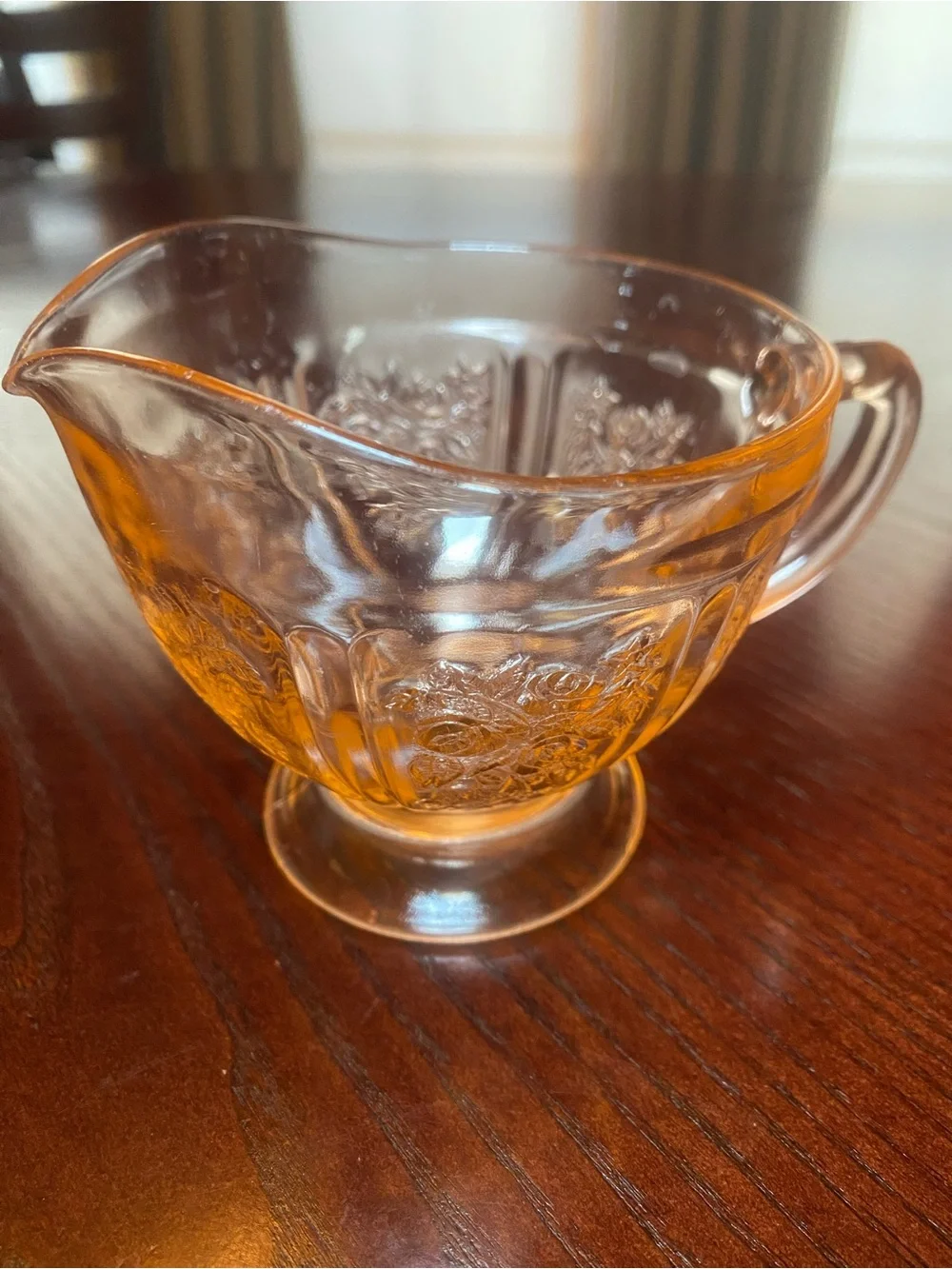 Federal Glass Company pink Sharon Rose Footed Creamer